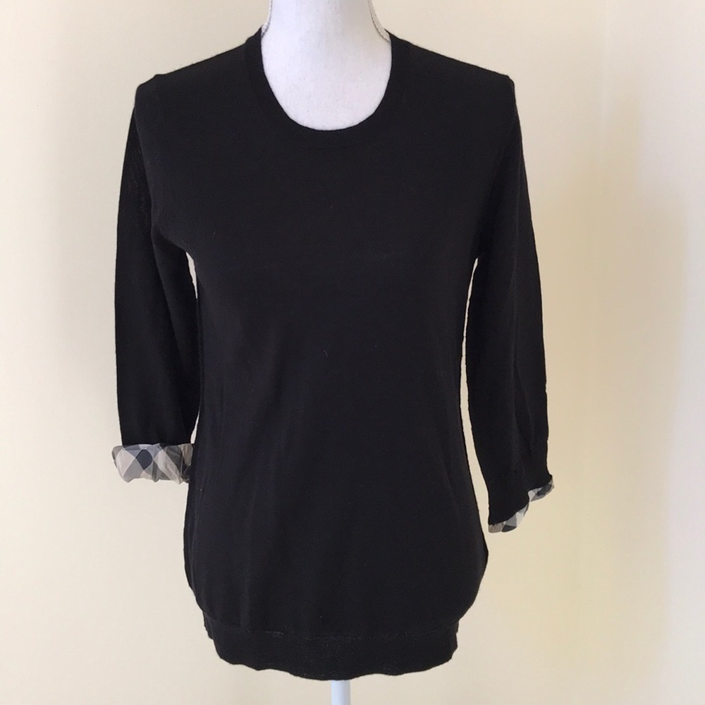 NWT! BURBERRY Brit Size M Black merino wool sweater